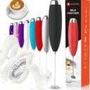 Electric Milk Frother Handheld, Frother Wand for Coffee, Battery Operated (Not included) Drink Mixer Matcha Whisk, Foam Maker for, Frappe Hot Chocolate, Cappuccino, Lattes (Black)