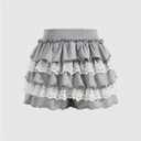 SHENHE Women's Y2k Ruffle Shorts Tiered Layer Lace High Waist Kawaii Coquette Shorts (L)