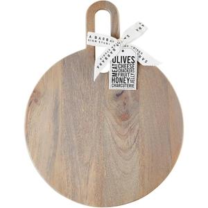 Santa Barbara Design Studio Mango Wood Charcuterie Boards Cheese Board Round Cutting Board, Medium, Natural, 18"L x 0.8"W
