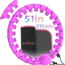 JLoibao Weighted Hula Circle for Adults Weight Loss, Infinity Fitness Hoop Plus Size 51 Inch with Sweat Belt, Include 27 Detachable Links and Waist Trainer for Women