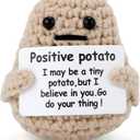 Mini Funny Knitted Wool Potato Toy with Positive Card - Creative Cute Crochet Doll Cheer Up Gift for Friends, Parties, Christmas Decoration and Encouragement