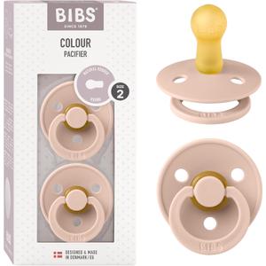 Bibs Pacifiers Color Collection, Set of 2 BPA-Free Latex Pacifiers Made in Europe, Round Nipple Baby Pacifier. (18+ Month (Pack of 2), Blush)