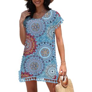Womens Bathing Suit Cover Up Chiffon Tassel Summer Cover Ups for Swimwear 2025 (L)