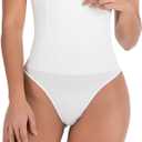 FUT Women's Thong Shapewear Tummy Control Butt Lifting Panties Girdle Underwear High Waist Body Shaper Briefs (White)