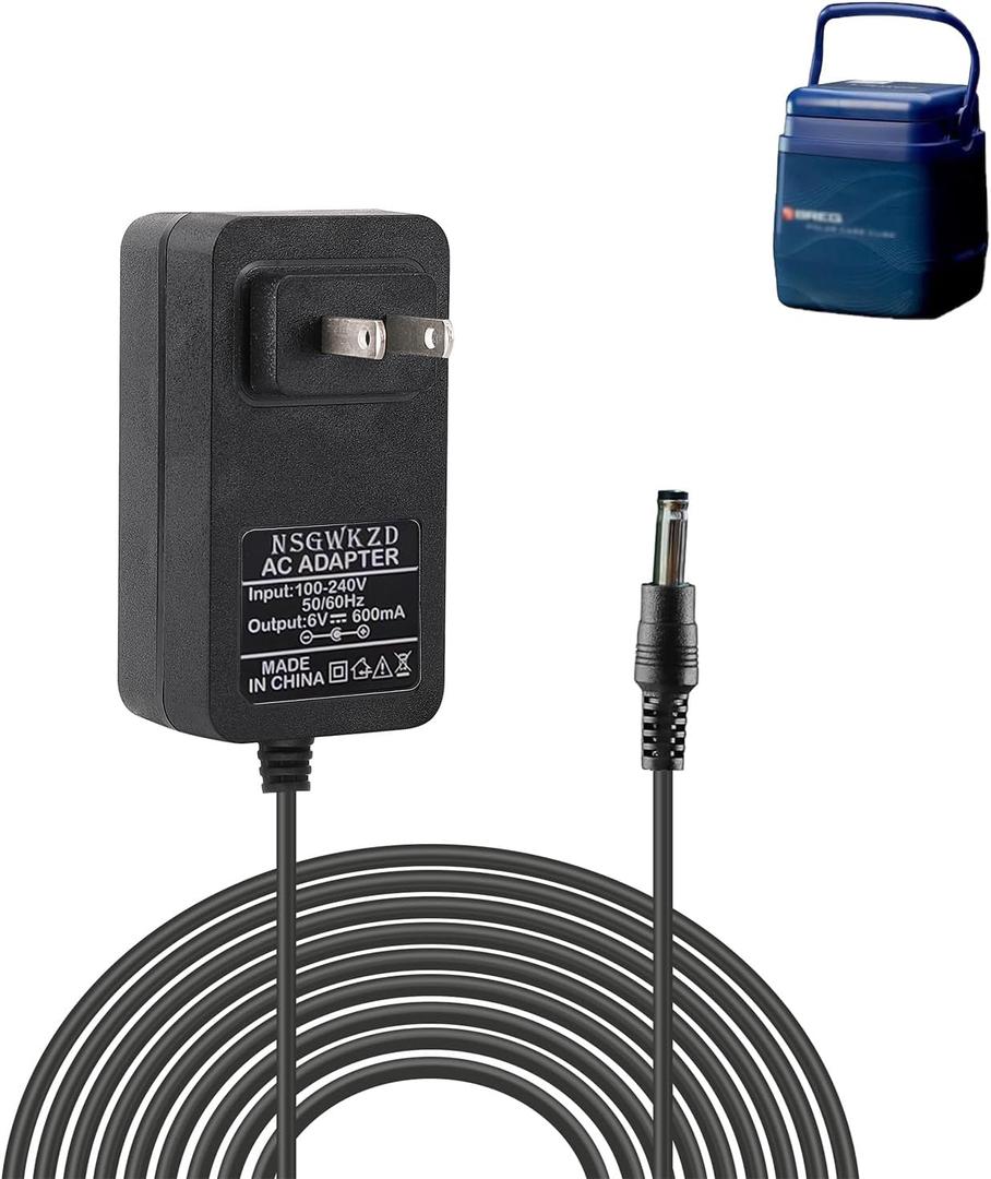 10 FT 6V Charger Replacement for Breg Polar Care Cube Power Cord, 6V AC/DC Power Supply Transformer Plug