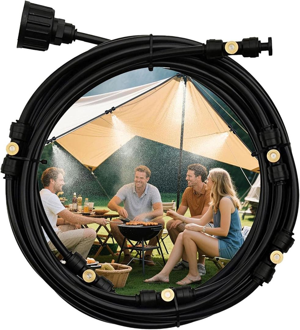 Misters for Outside Patio, 19FT(6M) Misting Line+6 Mist Nozzles, Outdoor Misting Cooling System for Patio Backyard Garden Greenhouse Trampoline Misters for Outside Patio, 19FT(6M) Misting Line+6 Mist Nozzles, Outdoor Misting Cooling System for Patio Backyard Garden Greenhouse Trampoline