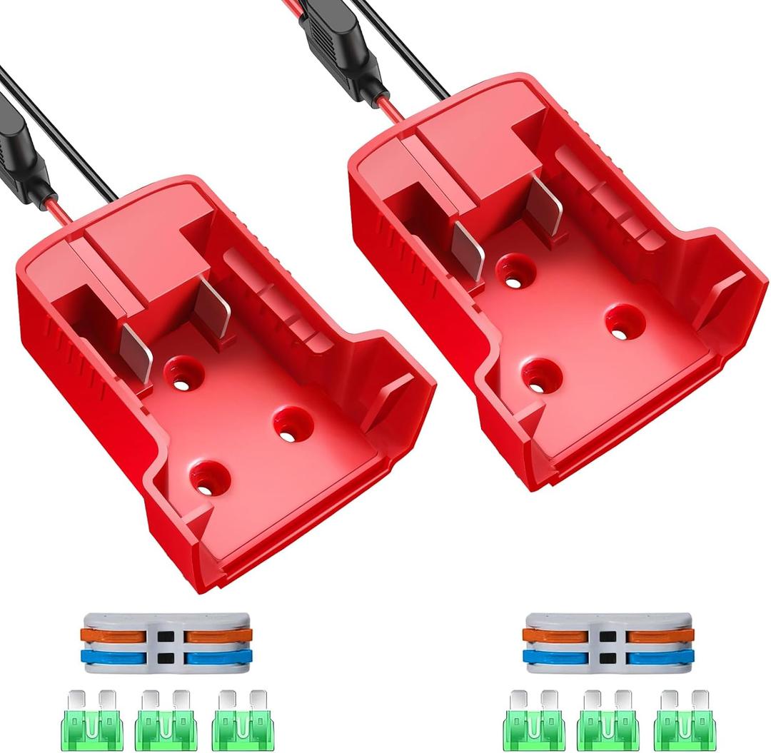 2 Packs Adapter Compatible with Milwaukee 18V, Converter with 30A Fuse and 12awg Wire,Easy to Install,Friendly for DIY
