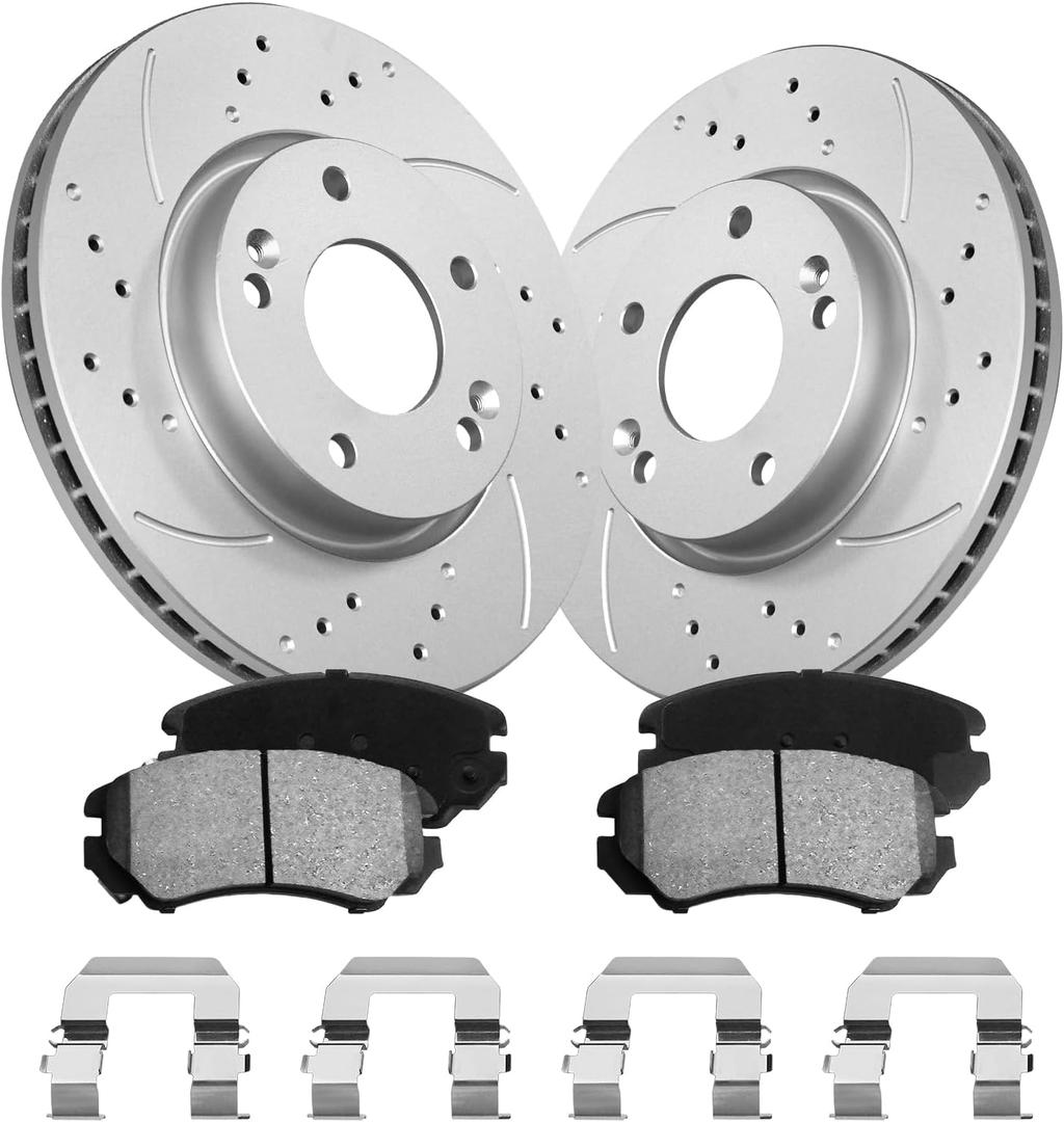 Front Brake Pads and Rotor Kit Compatible with Sonata 2005-2010