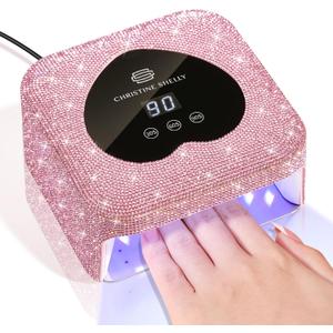 UV Nail Lamp, CHRISTINE SHELLY UV Light for Gel Nails, 48W Plug-in Mini Diamond Nail Lamp Nail Dryer with Touch Control Auto Sensor and 3 Timer Settings Nail Light Curing Lamp, Home