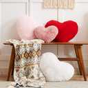 YRXRUS Heart Pillows, Love Heart Shaped Pillow, Small Cute Dusty Pink Heart Pillows for Gifts, Faux Rabbit Throw Pillows for Her, Kids, Girls Home Decoration, 10X11 Inch (Bean Paste Pink)