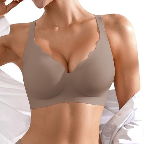 Seamless Wireless Bra for Women with Support - No Underwire Full Coverage Push Up Comfort Bras - Back Fat Smoothing Bralettes, XL