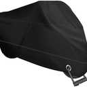 XYZCTEM Motorcycle Cover -Waterproof Outdoor Storage Bag,Made of Heavy Duty Material, Fits up to 108" All Motors(Black& Lockholes& Professional Windproof Strap)