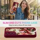 for Samsung Galaxy A54 5G Case, Creative Flower Pattern Design Girls Women Liquid Silicone Cover, Thicker Frame Shockproof and Scratch-Resistant Soft Case for Samsung A54 - Floral Crimson