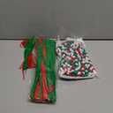 Livder Christmas Beaded Ornament Kit, Include 1000 Pieces Red Green White Plastic Beads, 60 Pieces Chenille Stems, 64 Feet Ribbon for Xmas Wreath Tree Decorations DIY Crafts Jewelry Making (Small)