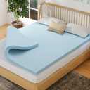 EGOHOME 2 Inch Full Memory Foam Mattress Topper, Cooling Gel Infused & Pressure Relieving Pad in a Box, Dorm Room Essentials, CertiPUR Certified, Blue