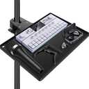 BILIONE Microphone Stand Tray with Crab Clamp, 10.6" x 7.8" Large Tray Shelf Attachment Clamp on Studio Music Floor Stands for Storage