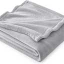 Bedsure Fleece Throw Blanket - Light Grey Lightweight Blankets for Sofa, Couch, Bed, Camping, Travel - Super Soft Cozy Microfiber Throws, 50x60 inches