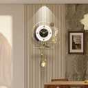 Modern Wall Clock for Living Room,Large Gold Decorative Wall Clock with light,Creative Silent Clock Battery Operated for Kitchen/Entryway/Bedroom/Office/Dinning Room Metal Wall Decor (15.7"Wx31.5L)