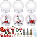 Shappy 4 Inch DIY Snow Globe Water Globe 6 Set Christmas DIY Kits Clear Plastic Water Globe Jar with Screw Off Cap for DIY Crafts Customization Home Decoration Gifts