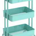 Simple Houseware 3-Tier Heavy Duty Metal Utility Rolling Cart, Turquoise