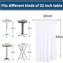 4 Packs Round Cocktail Table Skirt 32"x 43" Spandex Stretch Cocktail Tablecloth with Wavy Drapes, White Spandex Fitted High Top Table Covers for Wedding Party Birthday Banquet Bar