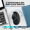 DELUX Seeker Ergonomic Mouse Wireless, Vertical Mouse with OLED Screen, 6 Buttons&Thumb Wheel Function, Silent Click, Up to 7200DPI, Programmable, Rechargeable, BT/2.4G/Wired, RGB Light(M618XSD-Black)