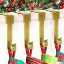 SPSHENG Gold Stocking Holdears for Mantle Set of 4, Christmas Stocking Holders, Stocking Hangers Hooks for Mantle for Christmas Ornaments for Counter Tables, Fireplace Mantle Decoration