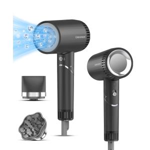 Hair Dryer, 100,000 RPM High-Speed Blow Dryers for Women & Men, Fast-Drying, 500 Million Negative Ions, Heat-Control, Low-Noise with Diffuser & Nozzle, Compact Foldable for Home Travel Use (Black)