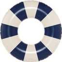 Petites Pommes Tire Inner Tube for Adults - Durable Swim Ring, Handprinted Classic Striped Design Round Pool Floats, Soft Comfort Seaming, Packable Floats for Travel, Dark Blue, 47 inch