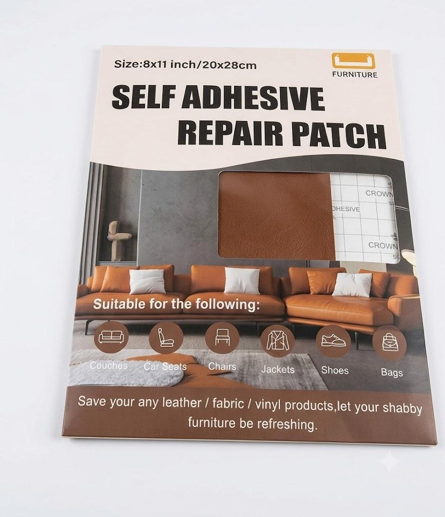  Leather Repair Patch 2-Piece 8X11 In Self Adhesive Leather Coffee