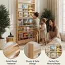 Baveke Kids Bookshelf, 6 Tier Shelves Behind The Door Book Shelf Storage, Children's Solid Wood Bookcase, Wall Mount Bookshelf for Bedroom, Living Room, NurseryFSC-Certified Wood