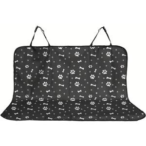 Pet Car Seat Cover, Waterproof Back Seat Protector with Paw Print Design, Black