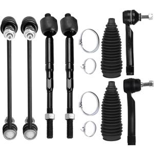 Front Inner Outer Tie Rod End w/Steering Boot fit for Nissan Sentra 2007 2008 2009 2010 2011 2012, Suspension Kit with Sway Bar Link - 8pc Set