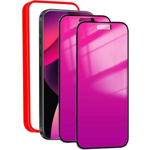 2 Pack Privacy Screen Protector for iPhone 17 Air Anti-Spy Tempered Glass Gradient Colorful 17Air Mirror Effect Full Coverage Anti-Bluelight Anti-Bubble Alignment Frame 6.5 Inch (Pink)