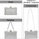 Women Sparkly Rhinestone Clutch with Chains, Glitter Evening Handbag Purse Shoulder Bag for Wedding Party Prom
