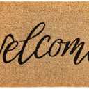 KANKUN Coco Coir Door Mat with Heavy Duty Backing, Welcome Doormat (17" x 30"), Doormat Entrance (Welcome3)