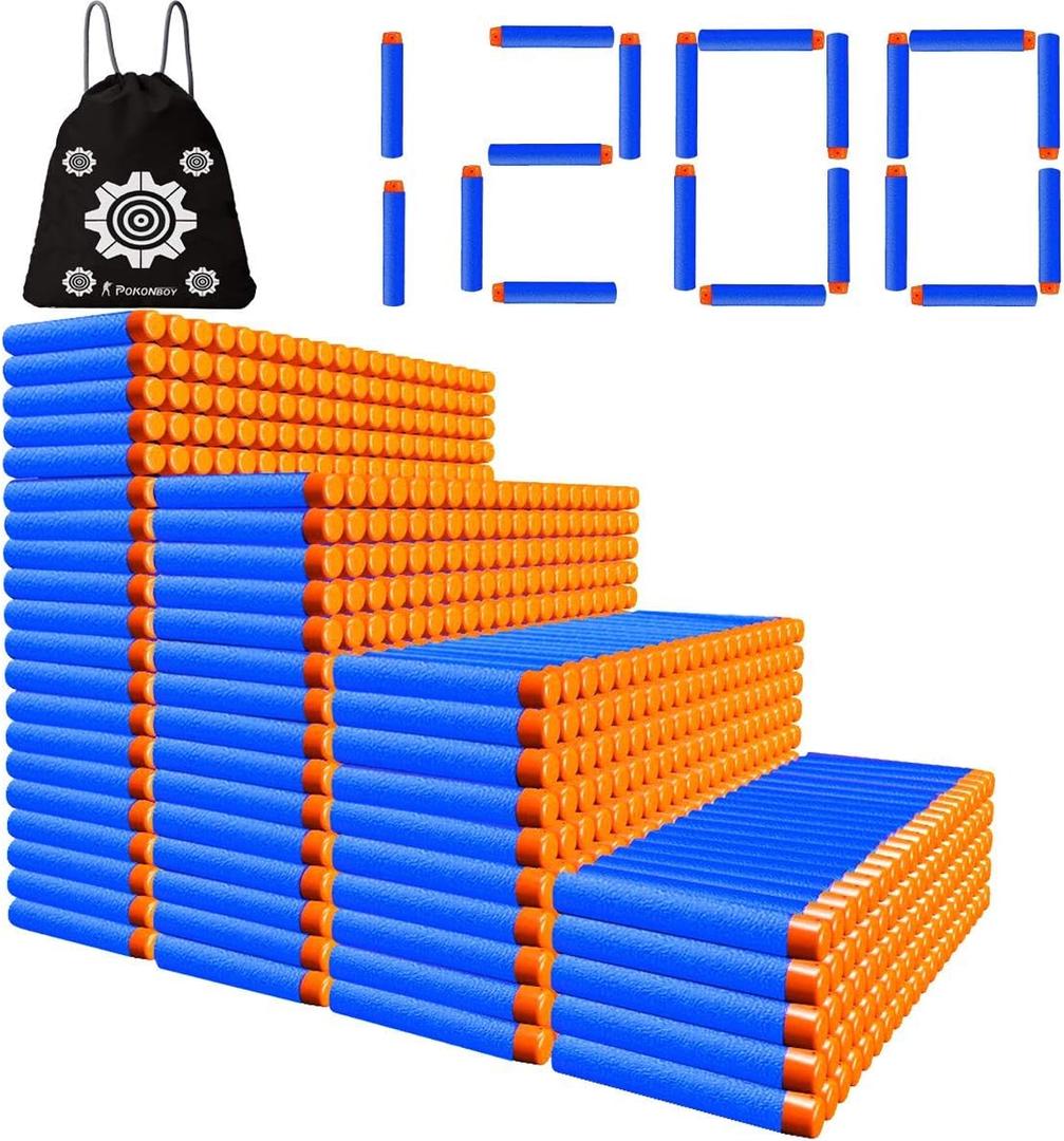 POKONBOY 1200 Pack Refill Darts Compatible with Nerf Guns, Refill Bullet Darts Foam Darts Compatible with Nerf Guns N-Strike Elite Series Blaster Toy Guns Kids (Blue)