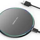 Wireless Charger Compatible with iPhone 16 15 14 13 12 11 Pro Max/Mini/Plus/XR/X/8, 15W Max Fast Wireless Charging Pad Mat for Galaxy S23/S22/S21/S20/S10, Air Pods Pro/3/2, Galaxy Buds (Black)