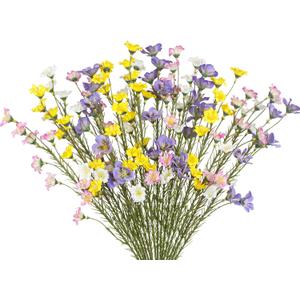 16 Pcs Artificial Wildflowers with Stems Bulk Silk Spring Flowers Floral Picks 21inch Fake Forsythia Branches Faux Wildflowers Arrangements for Home Decor Indoor Outdoor Wedding Centerpieces (Pink, White, Yellow, Purple)