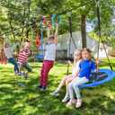Hapfan 65 ft Ninja Warrior Obstacle Course for Kids with Swing, Ninja Rope Course with 11 Obstacles for Backyard Outside, Tree Slackline Jungle Gym Outdoor