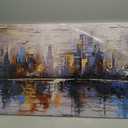 KELIYUAN Large Wall Decor Canvas Painting Wall Art For Living Room Decor Abstract Blue yellow City Landscape Picture Office Room Wall Decoration Artwork For Bedroom Print For Home Decor 24x48 In