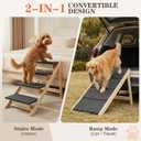 Dog Stairs/Steps, 2-in-1 Foldable Wooden Pet Stairs, Wood Frames and Non-Slip Carpet Suitable for High Beds, Car, Couch, Durable Wooden Dog Stairs for Small Medium and Large Dogs,4 Steps