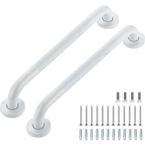 Grab Bars for Shower, 2 Pack 16-Inch Anti Slip Shower Handles for Elderly, Safety Shower Grab Bar, Stainless Steel Handicap Grab Bars for Bathroom (White 1" Diameter)
