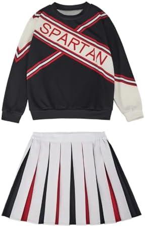 Spartan Cheerleader Costume Sweatshirt Skirt Pants Halloween Cheerleader Uniform Outfit for Mens and Womens,M