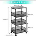HapiRm Fruit Basket Kitchen Cart - 4-Tier Rolling Storage Cart with Wheels, Fruit Vegetable Basket with Wood Top, Pantry Utility Kitchen Organizer for Fruit Potato Onion Vegetable Bread Snack, Black 11.81"D x 15.64"W x 34.64"H