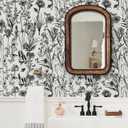 Naphite Floral Vintage Peel and Stick Wallpaper Boho Contact Paper for Cabinets and Drawers Farmhouse Wildwood Leaf Self Adhesive Removable Wallpaper for Bathroom Dark Botanical 17.3inW 197inL