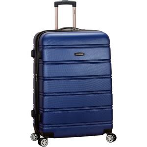 Rockland Melbourne Hardside Expandable Spinner Wheel Luggage, Checked Large 28", Blue