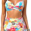Yonique Women's Underwire Bikini with Swim Skirt - 2026 Tummy Control Two Piece Bathing Suit High Waisted Push Up Swimwear,