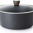 SENSARTE Nonstick Stock Pot with Lid, 2.6/4.5/6.6/8.5 QT Soup Pot Casserole Pot, Healthy Pasta Pot, Large Deep Cooking Pot, Big Sauce Pot Stew Pot, Induction Compatible, PFOA PFOS APEO Free, Black