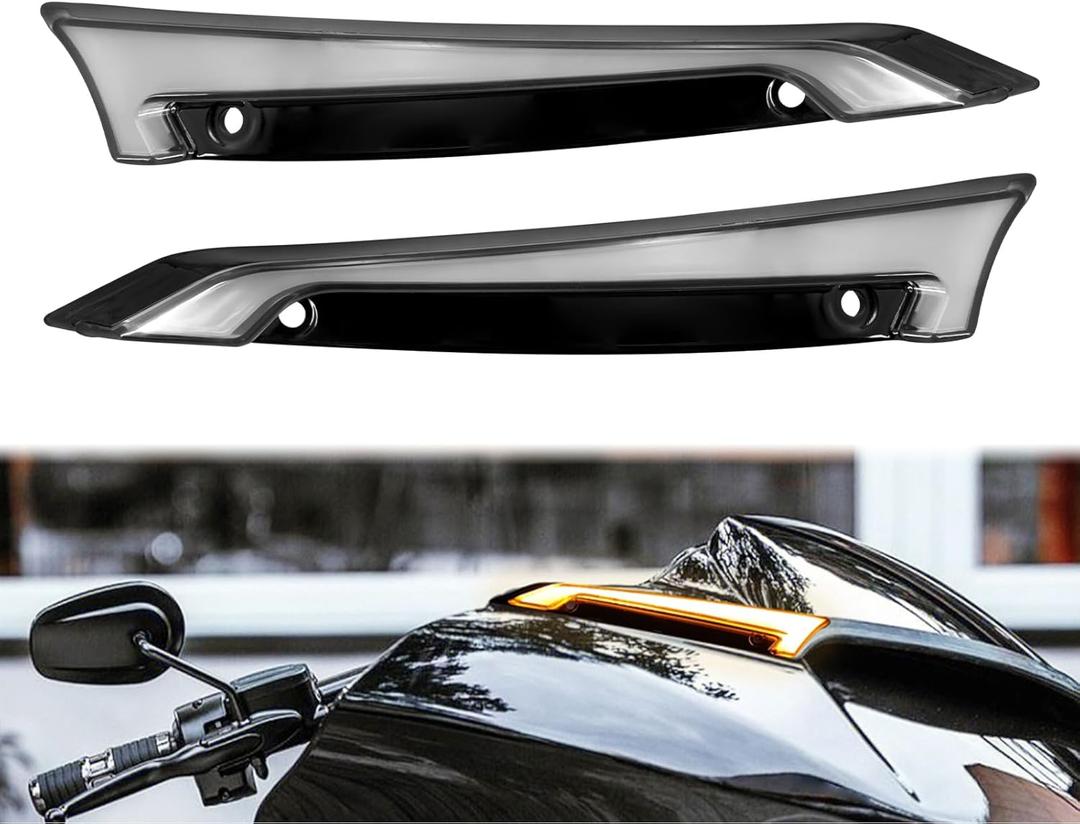 Windshield Side Trim LED Light Turn Signal Running Lamp Fit for Road Glide FLTRX FLTRXS FLTRK FLTRU FLTRXSE FLTRUSE 20152024 Black Front Fairing Accent Indicator Light